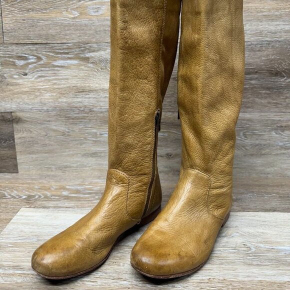 Frye Jillian Tan Leather Riding Boots Women's Size 6 - Picture 1 of 8